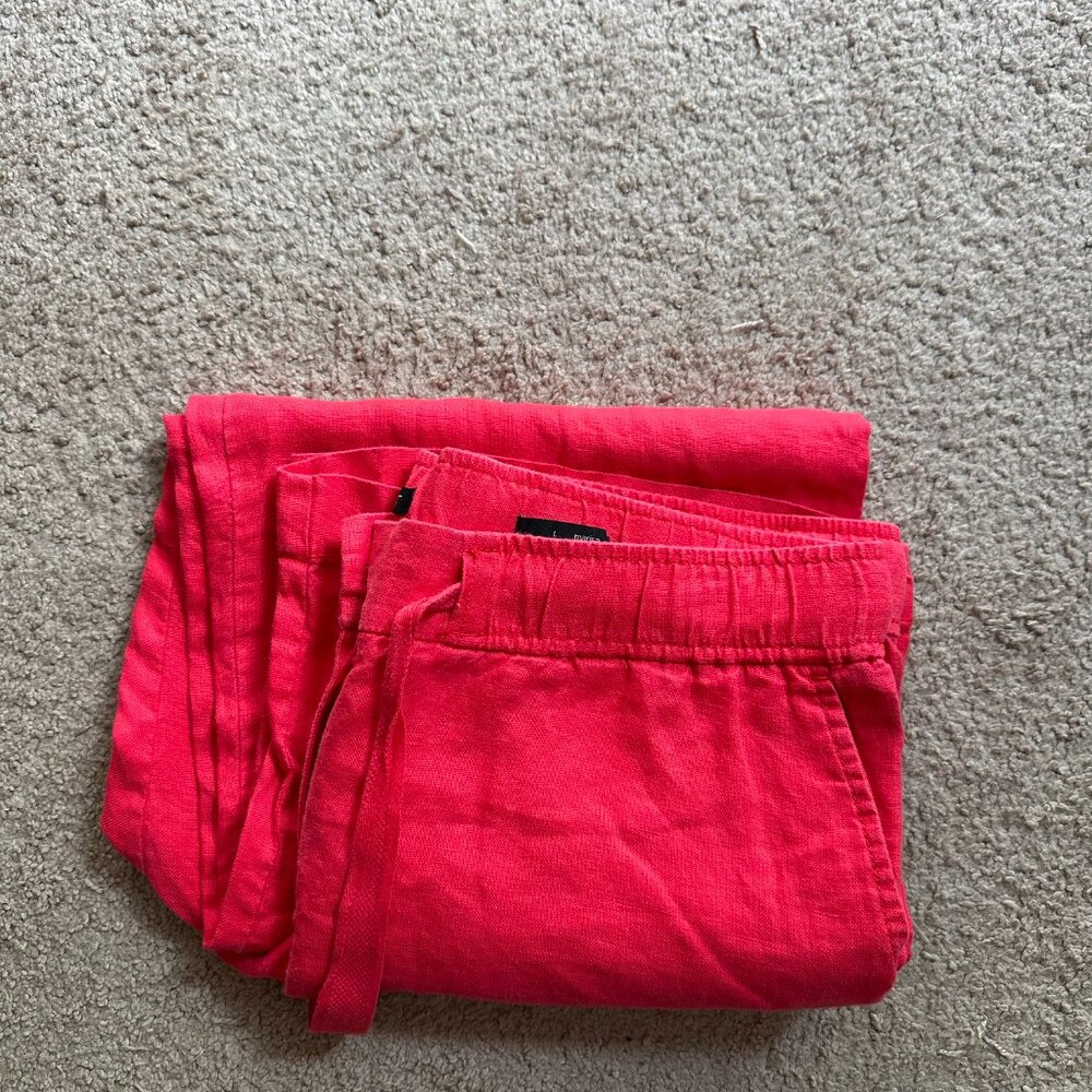 Loft Pants Womens Large 38x29 Marisa 100% Linen Pink Wide Leg Ann Taylor - Picture 13 of 13